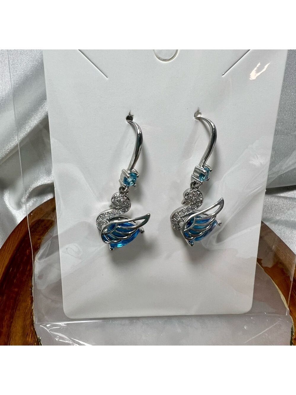 Blue Swan Dangle Earrings - Picture 3 of 5